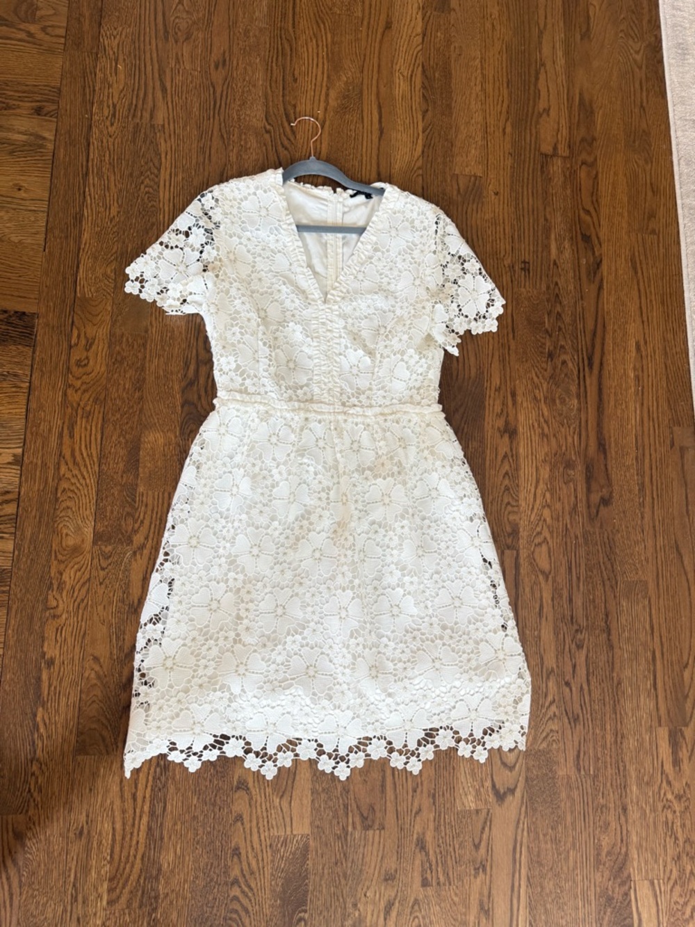 Alex Marie White Lace V-Neck Midi Dress